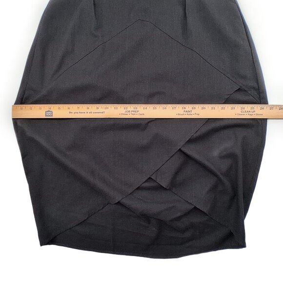 Black Linen Blend  Dress Barrel Tulip Skirt Short Sleeve Scoop Neck Pockets SZ M - Picture 12 of 13